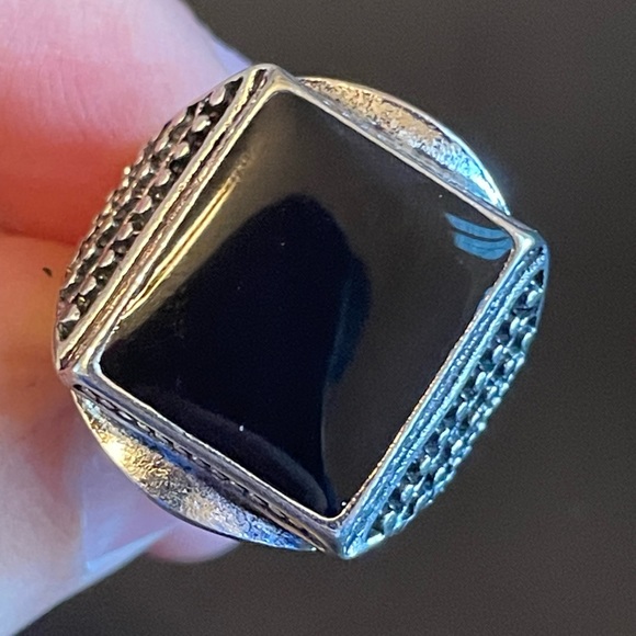 Obsidian S925 sterling silver ring size 8 - Picture 6 of 8